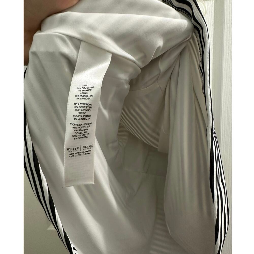 WHBM White House Black Market Black and White Striped Shell Blouse Peplum Top 2 - Picture 4 of 7